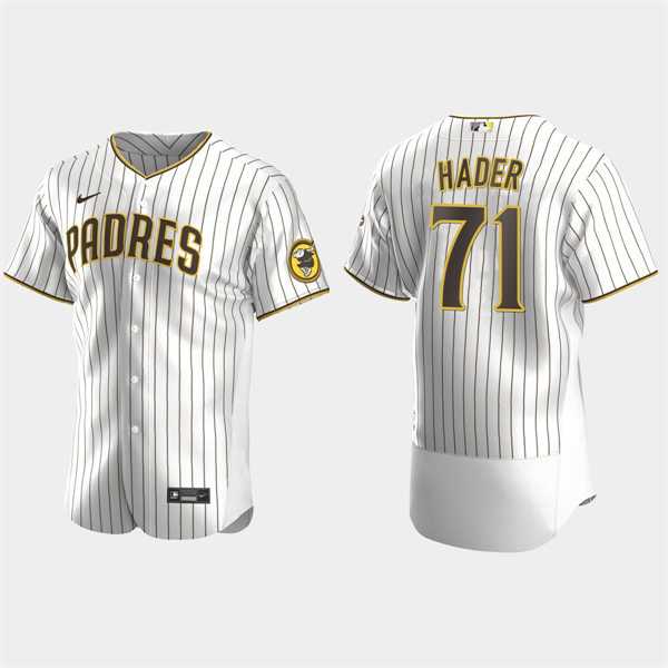 Mens San Diego Padres #71 Josh Hader White Brown Pinstripe Home FlexBase Player Jersey Dzhi->san diego padres->MLB Jersey